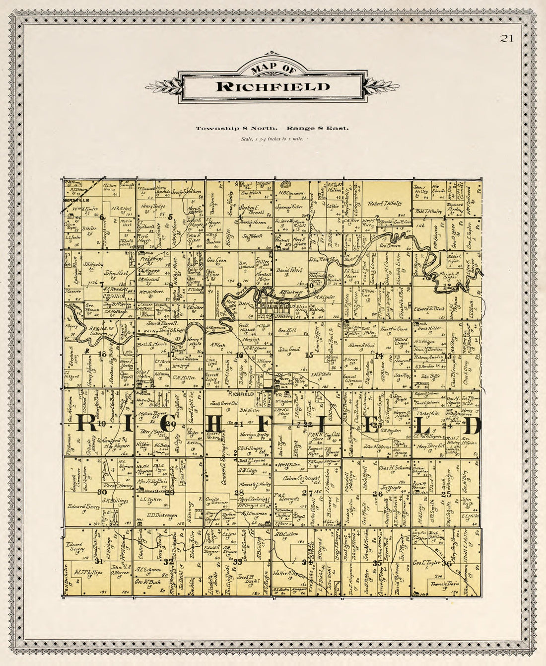 Map of Richfield from Atlas of Genesee County, Michigan : Containing Maps of Every Township In the County, With Village and City Plats, Also Maps of Michigan and the United States, from Official Records 1899 by Relic Map Company