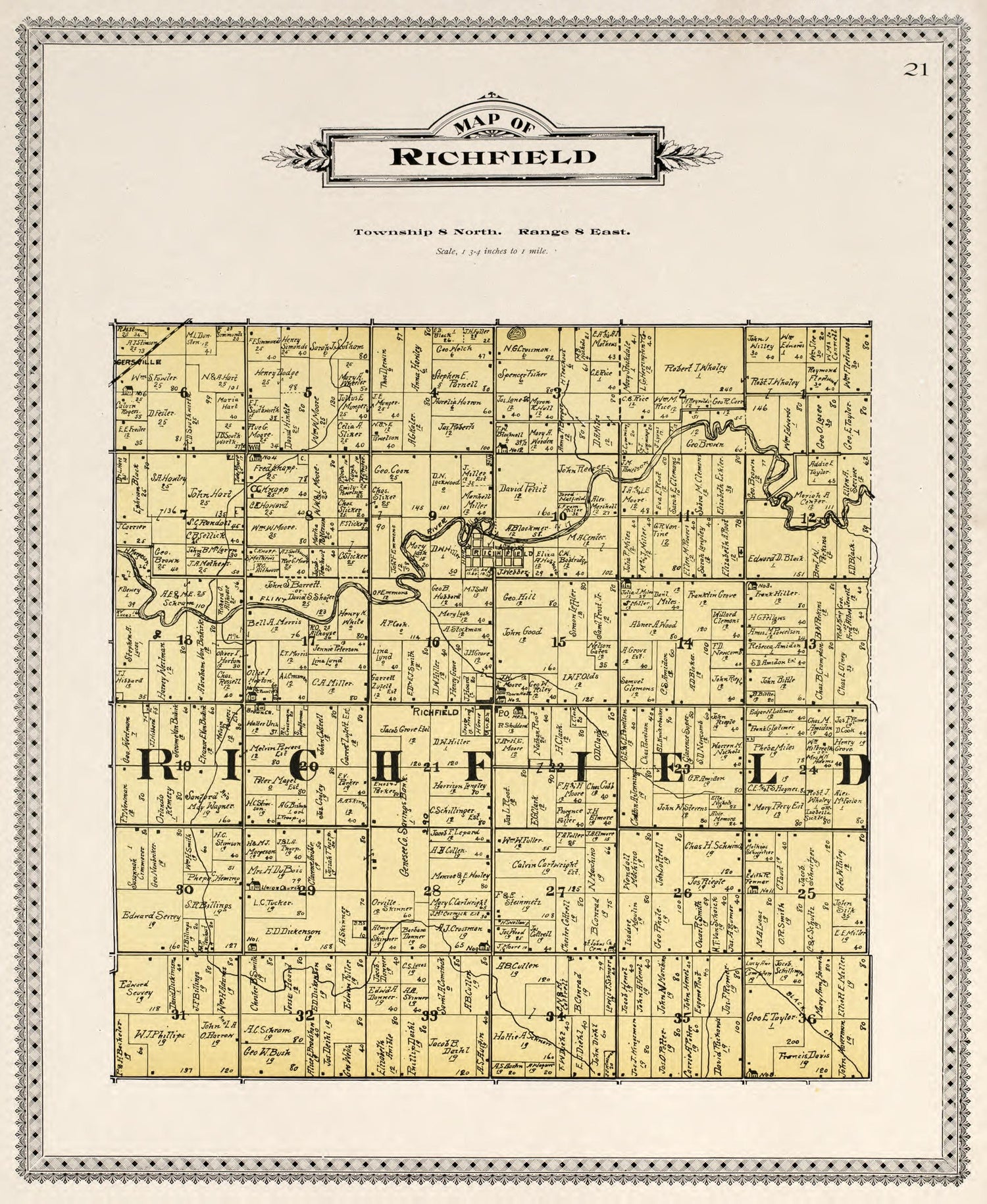 Map of Richfield from Atlas of Genesee County, Michigan : Containing Maps of Every Township In the County, With Village and City Plats, Also Maps of Michigan and the United States, from Official Records 1899 by Relic Map Company