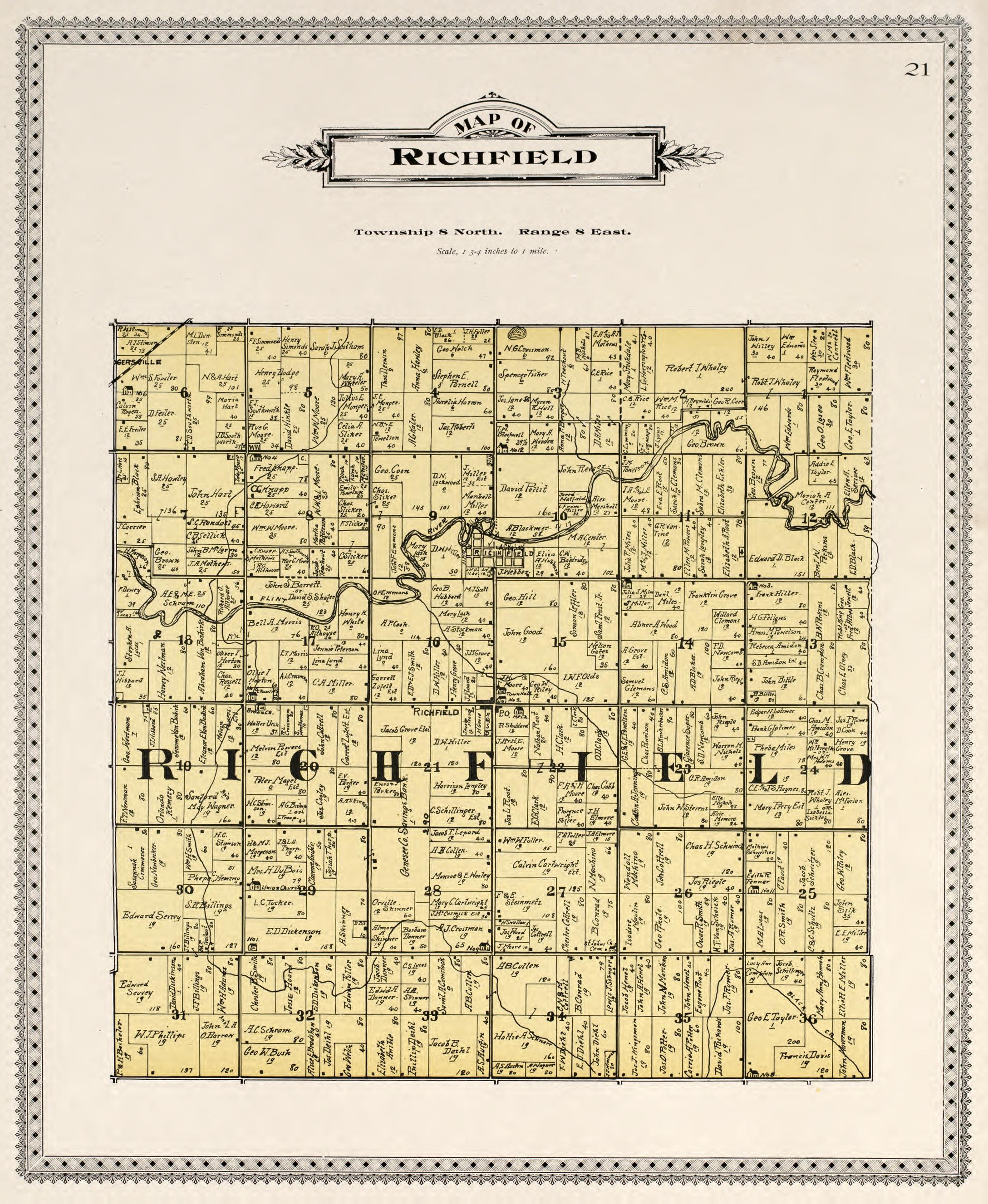 Map of Richfield from Atlas of Genesee County, Michigan : Containing Maps of Every Township In the County, With Village and City Plats, Also Maps of Michigan and the United States, from Official Records 1899 by Relic Map Company