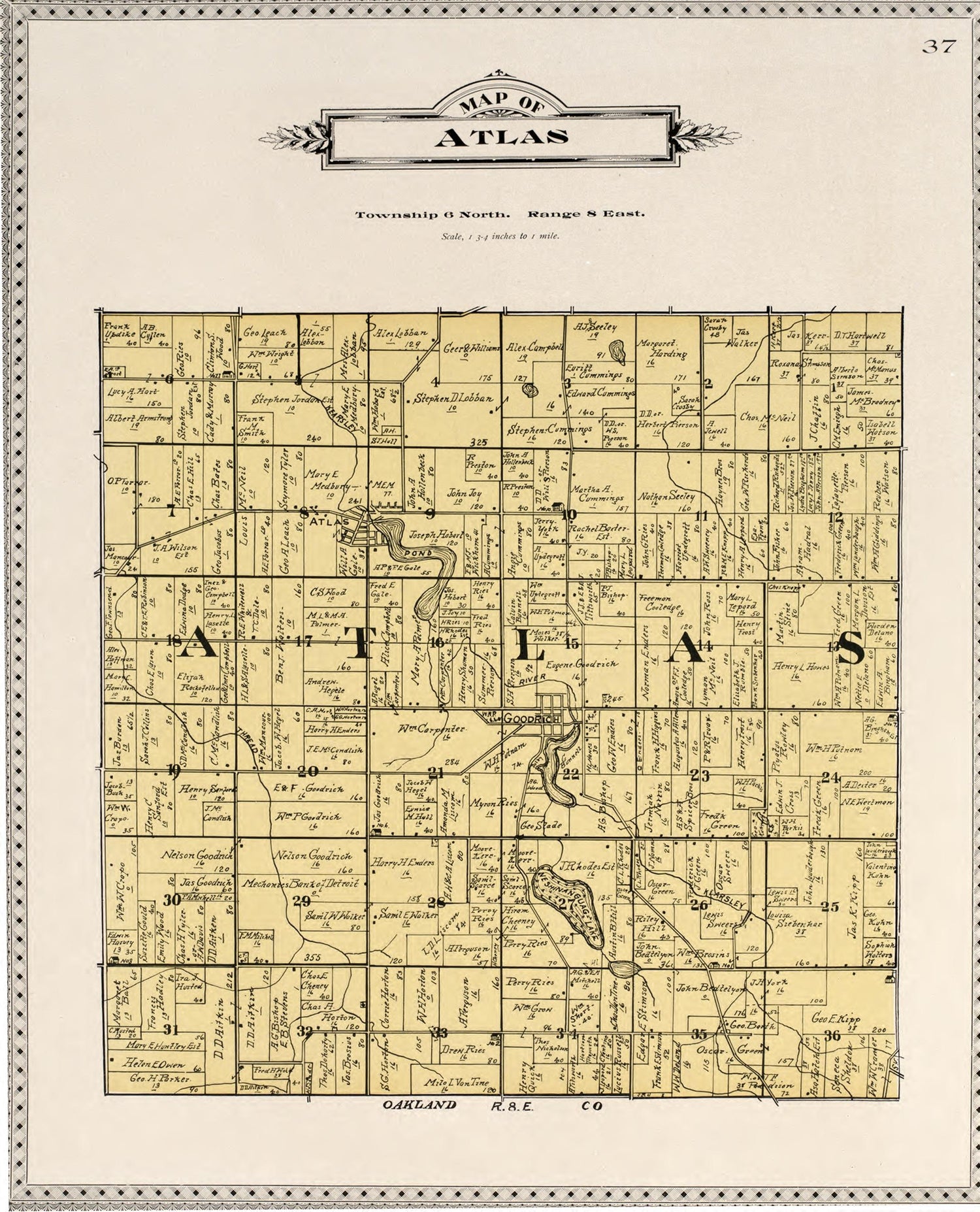 Map of Atlas from Atlas of Genesee County, Michigan : Containing Maps of Every Township In the County, With Village and City Plats, Also Maps of Michigan and the United States, from Official Records 1899 by Relic Map Company