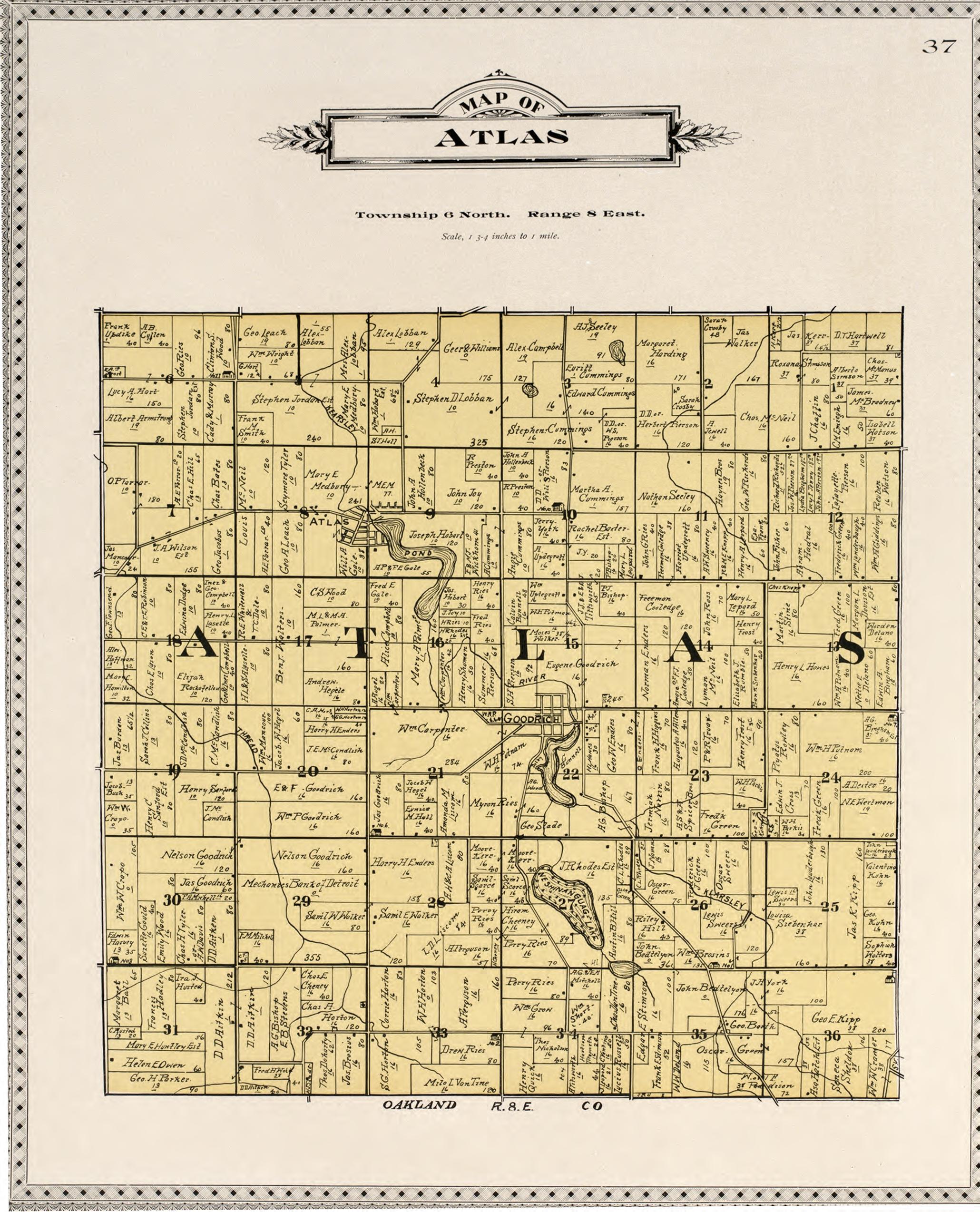 Map of Atlas from Atlas of Genesee County, Michigan : Containing Maps of Every Township In the County, With Village and City Plats, Also Maps of Michigan and the United States, from Official Records 1899 by Relic Map Company