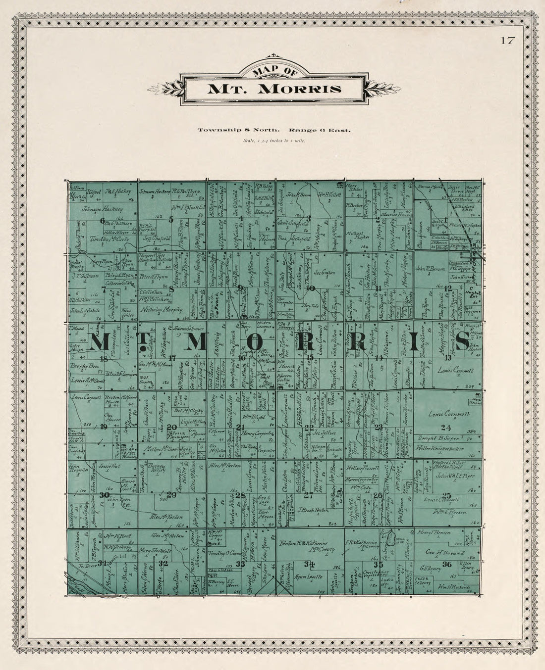 Map of Mt. Morris from Atlas of Genesee County, Michigan : Containing Maps of Every Township In the County, With Village and City Plats, Also Maps of Michigan and the United States, from Official Records 1899 by Relic Map Company