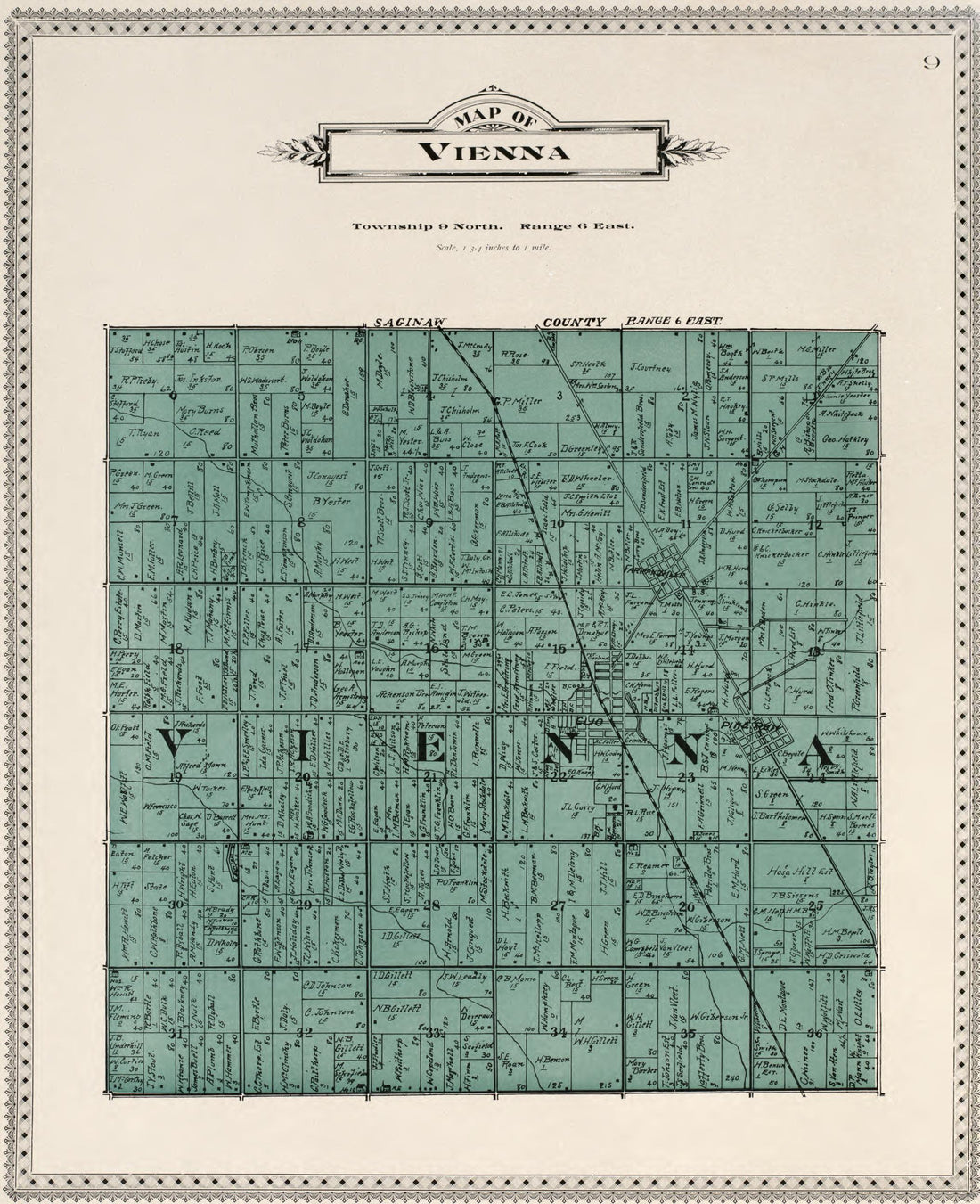 Map of Vienna from Atlas of Genesee County, Michigan : Containing Maps of Every Township In the County, With Village and City Plats, Also Maps of Michigan and the United States, from Official Records 1899 by Relic Map Company