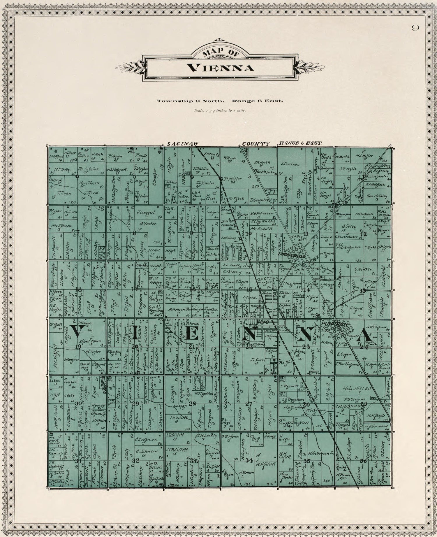 Map of Vienna from Atlas of Genesee County, Michigan : Containing Maps of Every Township In the County, With Village and City Plats, Also Maps of Michigan and the United States, from Official Records 1899 by Relic Map Company