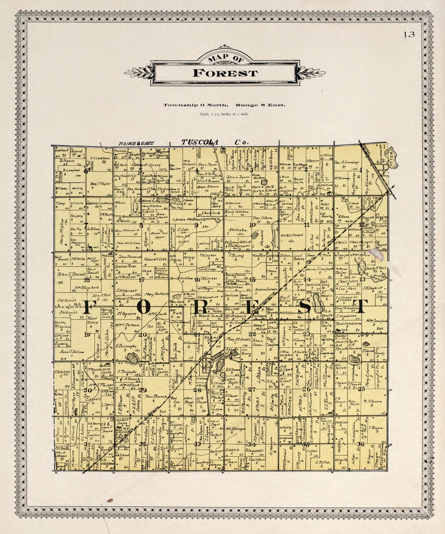 Map of Forest from Atlas of Genesee County, Michigan : Containing Maps of Every Township In the County, With Village and City Plats, Also Maps of Michigan and the United States, from Official Records 1899 by Relic Map Company