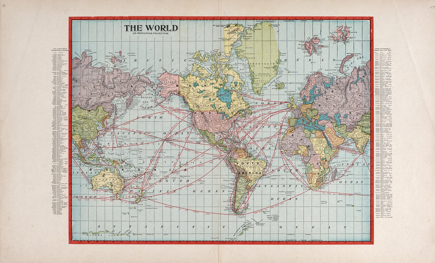 World On Mercators Projection from Atlas of Allamakee County, Iowa : Containing Maps of Townships of the County, Maps of State, United States and World, Farmers Directory, Analysis of the System of U.S. Land Surveys 1917 by Relic Map Company