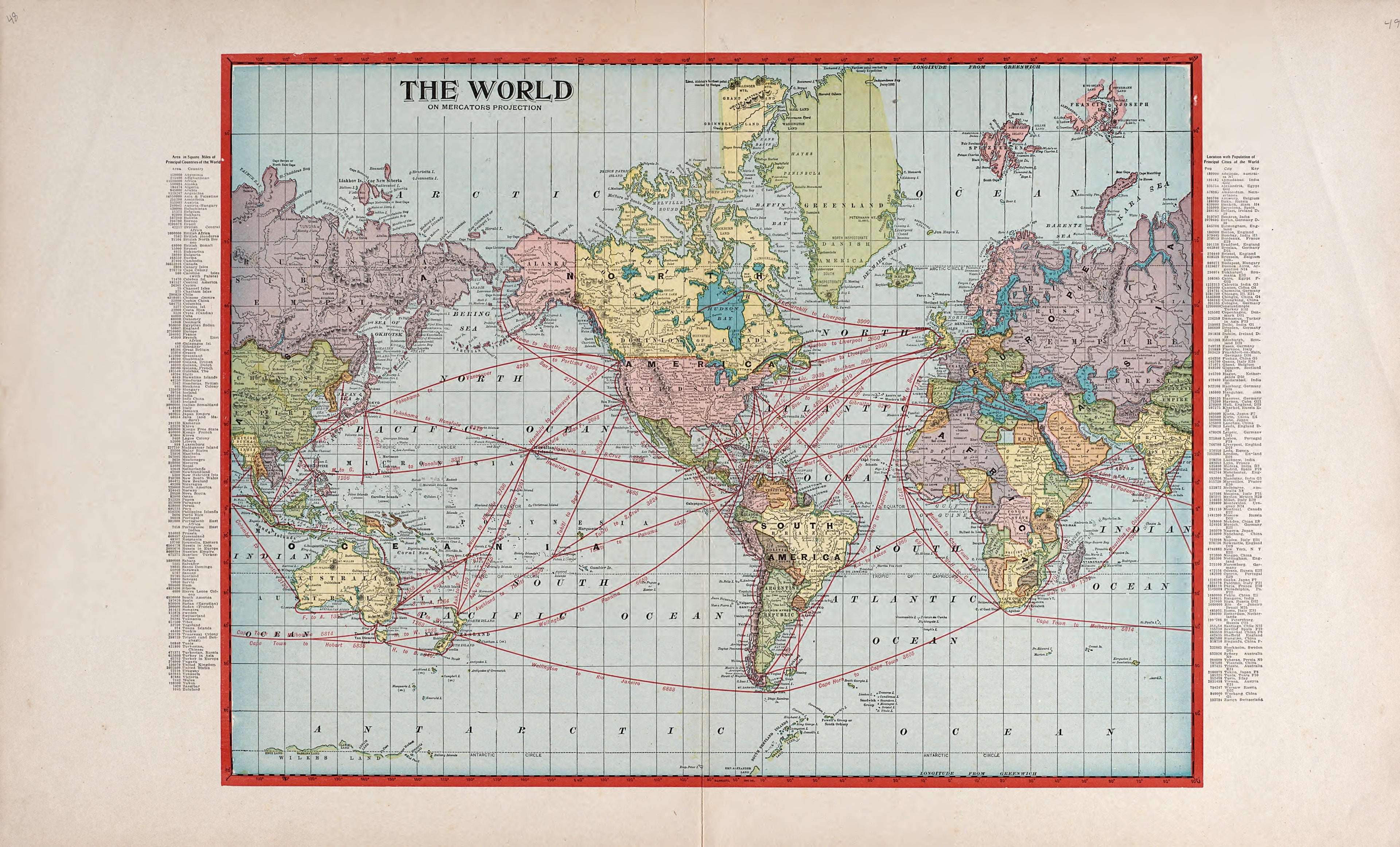 World On Mercators Projection from Atlas of Allamakee County, Iowa : Containing Maps of Townships of the County, Maps of State, United States and World, Farmers Directory, Analysis of the System of U.S. Land Surveys 1917 by Relic Map Company