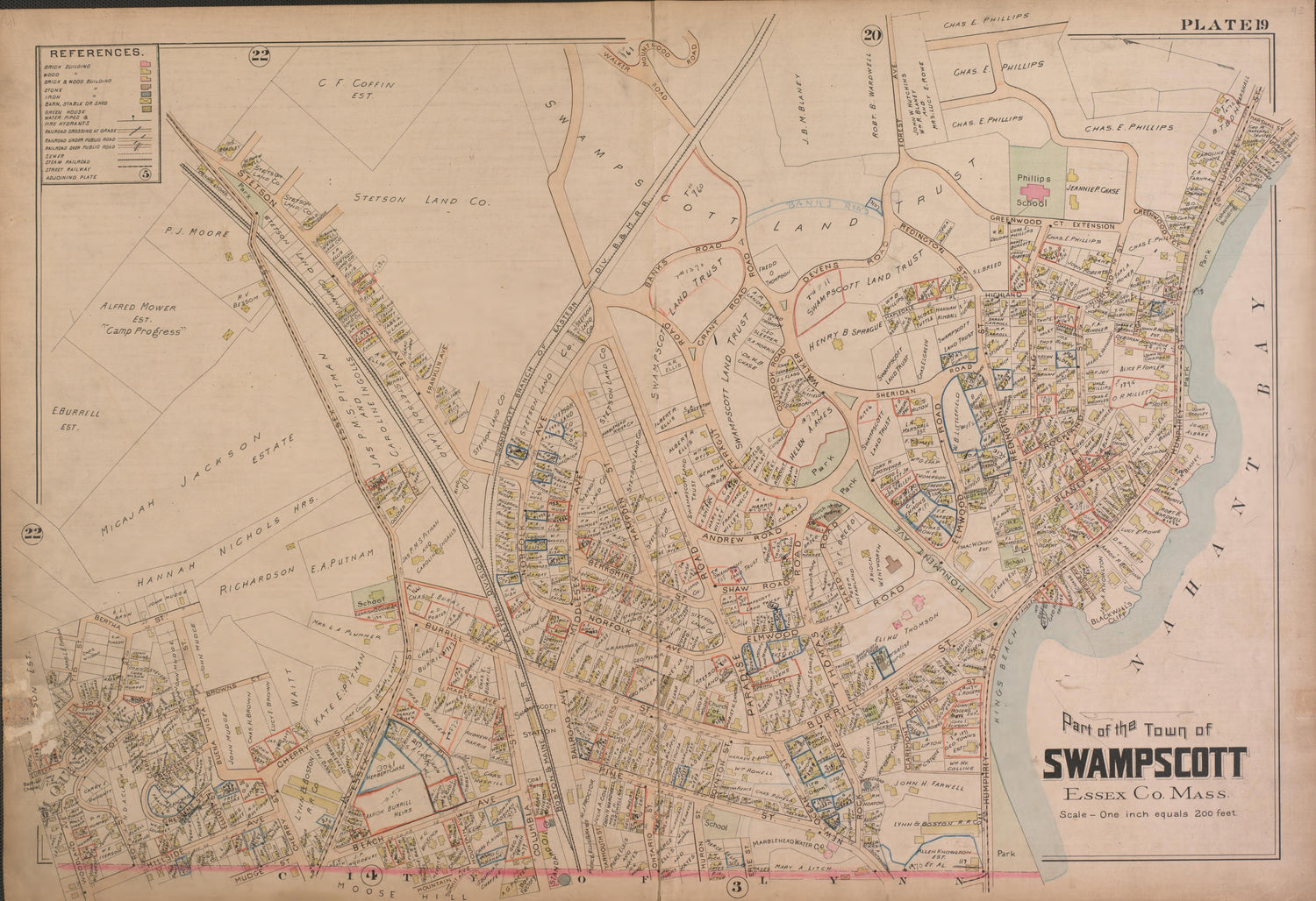 Swampscott--Plate 19 from Atlas of the City of Lynn, Massachusetts : Including Also the Towns of Swampscott and Saugus : Based Upon, and Carefully Compiled From, the Best Obtainable Public and Private Sources, Together With … 1897 by Relic Map Company