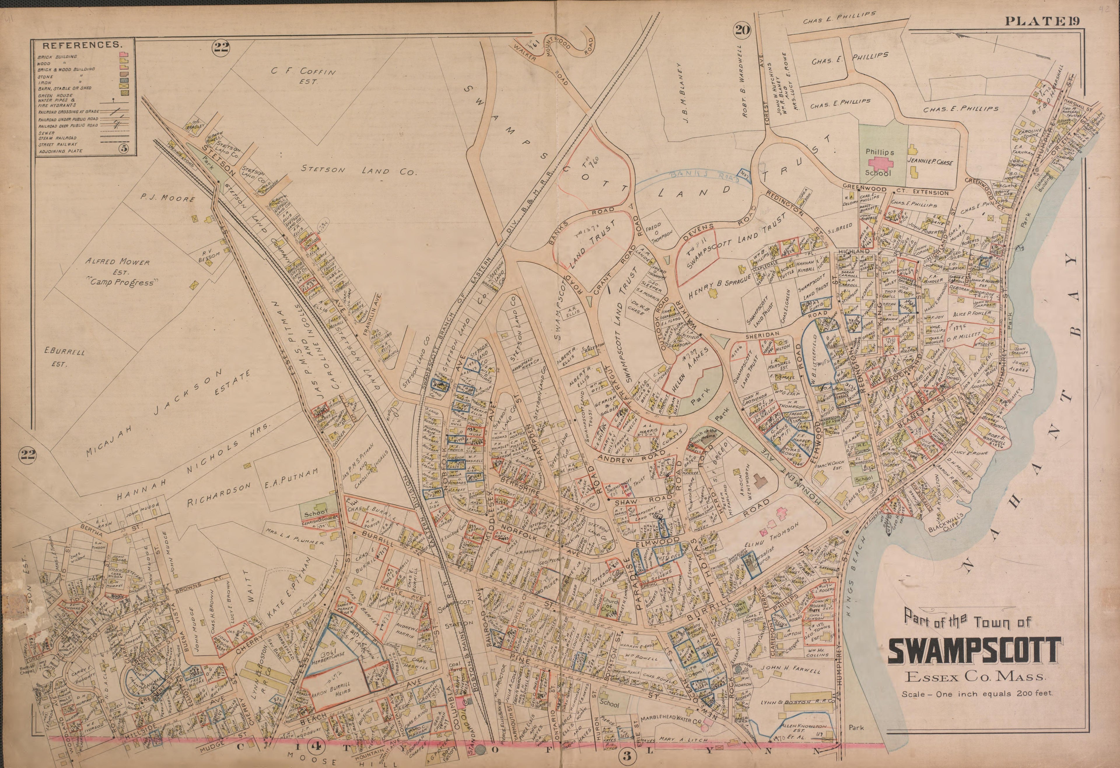 Swampscott--Plate 19 from Atlas of the City of Lynn, Massachusetts : Including Also the Towns of Swampscott and Saugus : Based Upon, and Carefully Compiled From, the Best Obtainable Public and Private Sources, Together With … 1897 by Relic Map Company
