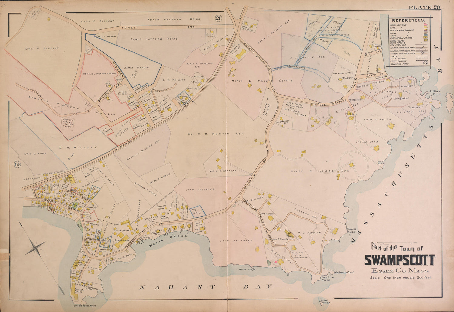 Swampscott--Plate 20 from Atlas of the City of Lynn, Massachusetts : Including Also the Towns of Swampscott and Saugus : Based Upon, and Carefully Compiled From, the Best Obtainable Public and Private Sources, Together With … 1897 by Relic Map Company