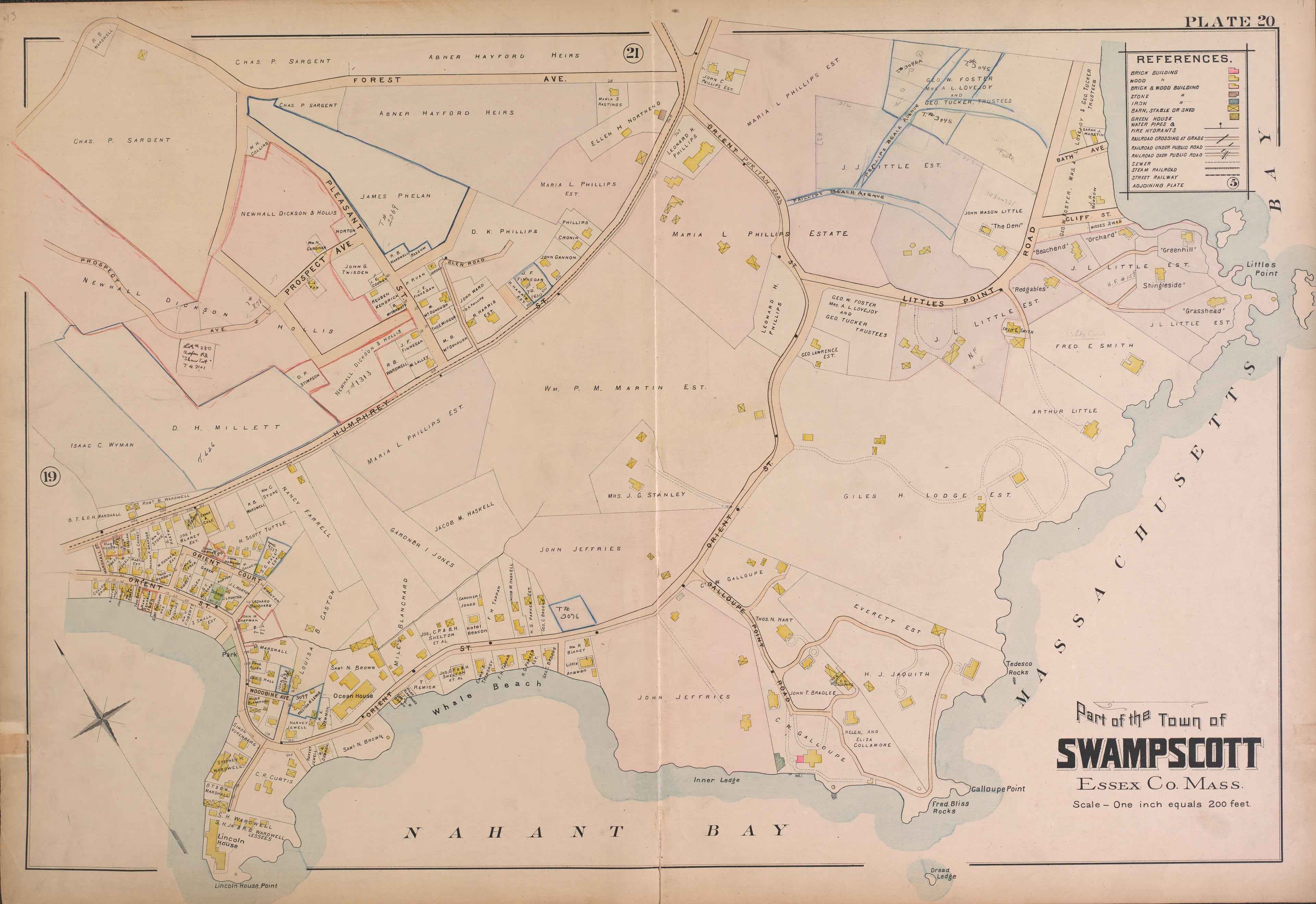 Swampscott--Plate 20 from Atlas of the City of Lynn, Massachusetts : Including Also the Towns of Swampscott and Saugus : Based Upon, and Carefully Compiled From, the Best Obtainable Public and Private Sources, Together With … 1897 by Relic Map Company