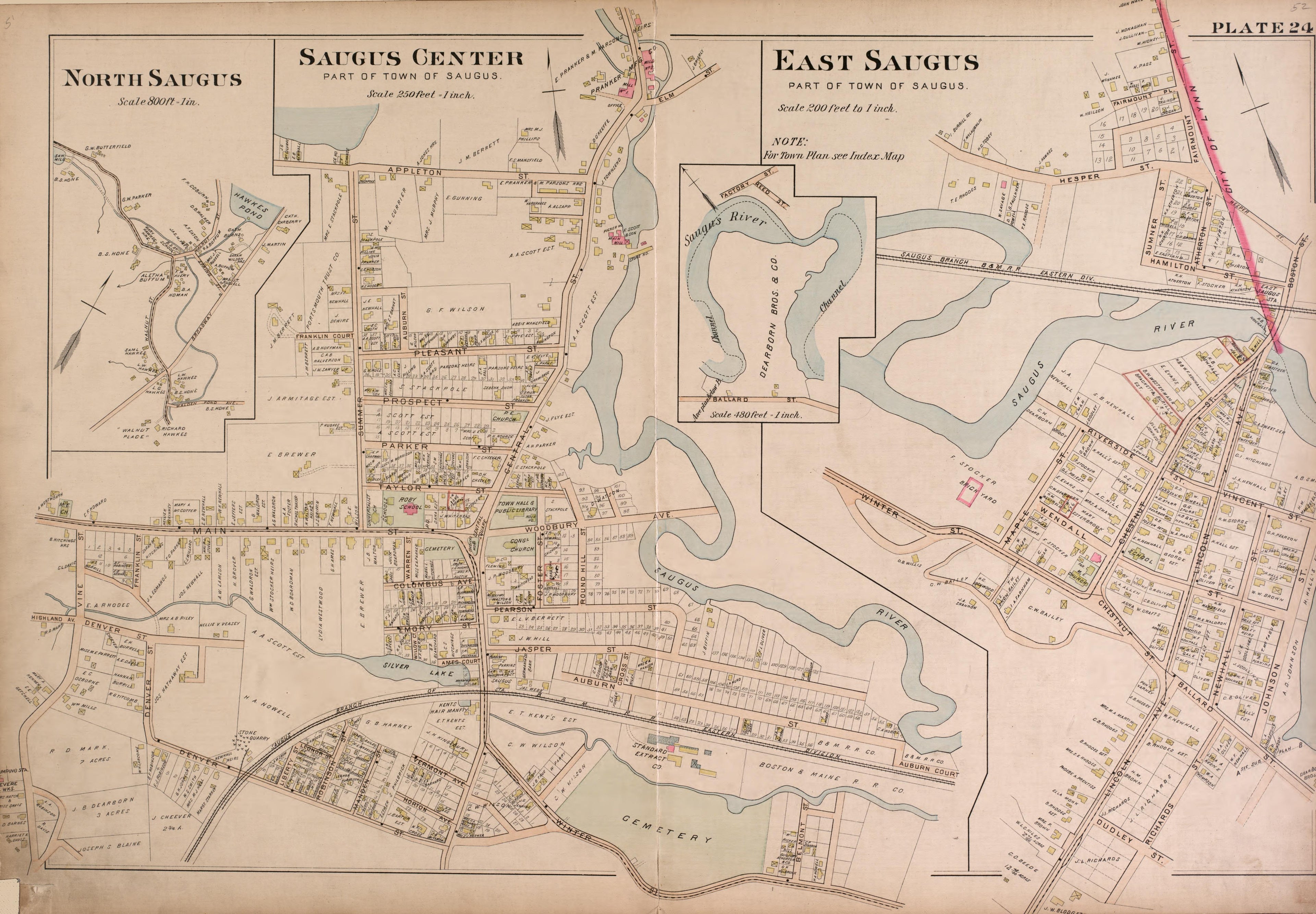 Saugus from Atlas of the City of Lynn, Massachusetts : Including Also the Towns of Swampscott and Saugus : Based Upon, and Carefully Compiled From, the Best Obtainable Public and Private Sources, Together With … 1897 by Relic Map Company