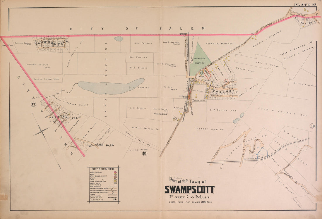 Swampscott--Plate 22 from Atlas of the City of Lynn, Massachusetts : Including Also the Towns of Swampscott and Saugus : Based Upon, and Carefully Compiled From, the Best Obtainable Public and Private Sources, Together With … 1897 by Relic Map Company