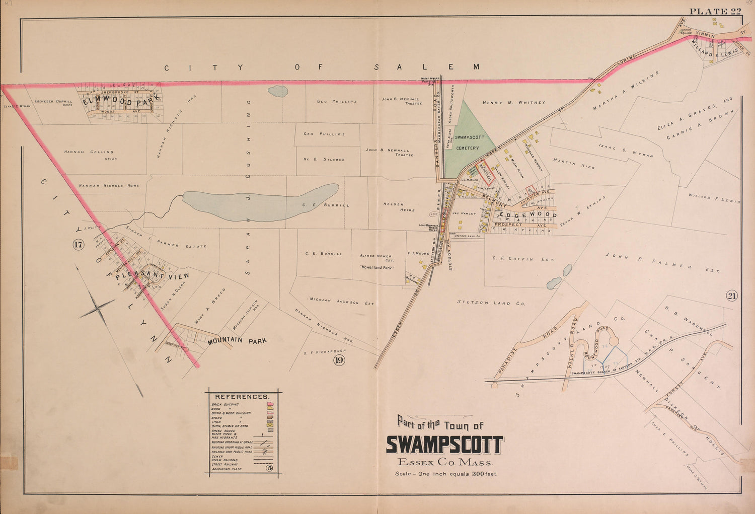 Swampscott--Plate 22 from Atlas of the City of Lynn, Massachusetts : Including Also the Towns of Swampscott and Saugus : Based Upon, and Carefully Compiled From, the Best Obtainable Public and Private Sources, Together With … 1897 by Relic Map Company