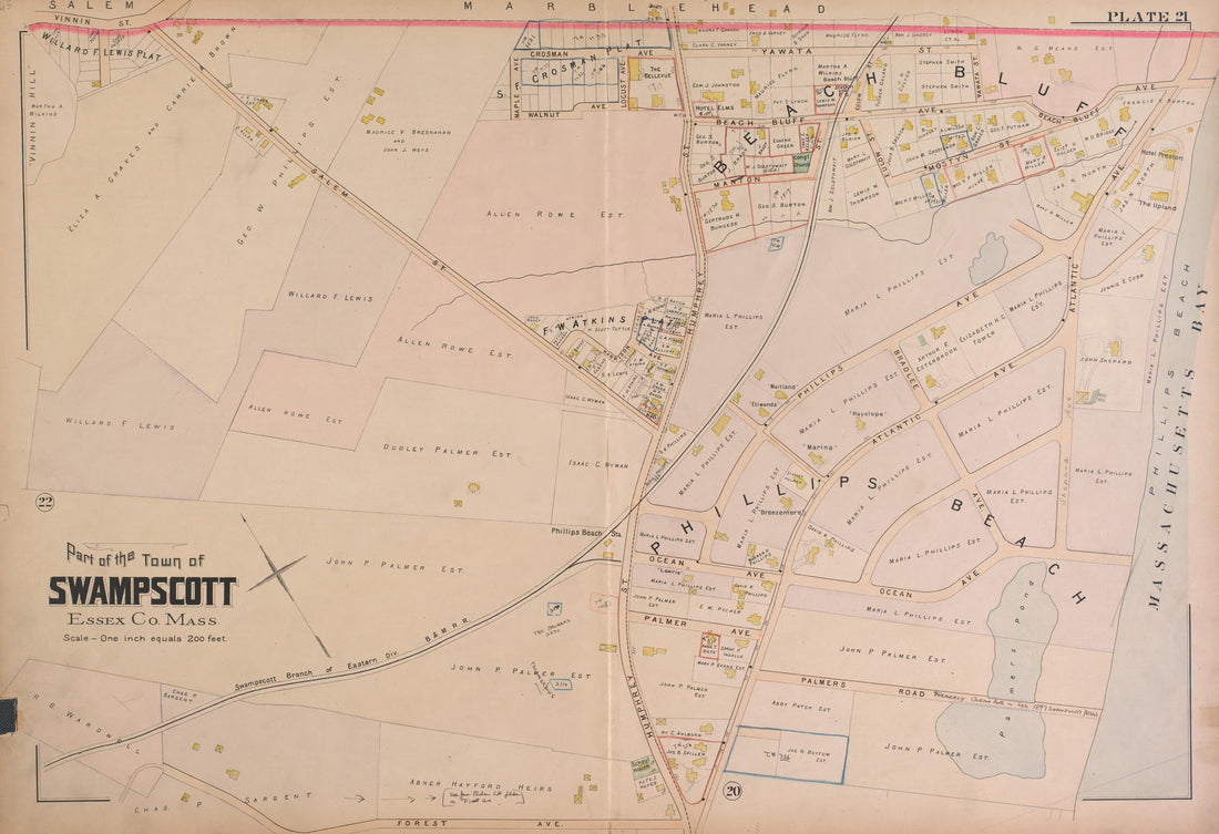 Swampscott--Plate 21 from Atlas of the City of Lynn, Massachusetts : Including Also the Towns of Swampscott and Saugus : Based Upon, and Carefully Compiled From, the Best Obtainable Public and Private Sources, Together With … 1897 by Relic Map Company