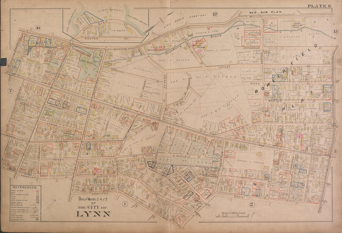 Lynn--Plate 6 from Atlas of the City of Lynn, Massachusetts : Including Also the Towns of Swampscott and Saugus : Based Upon, and Carefully Compiled From, the Best Obtainable Public and Private Sources, Together With … 1897 by Relic Map Company