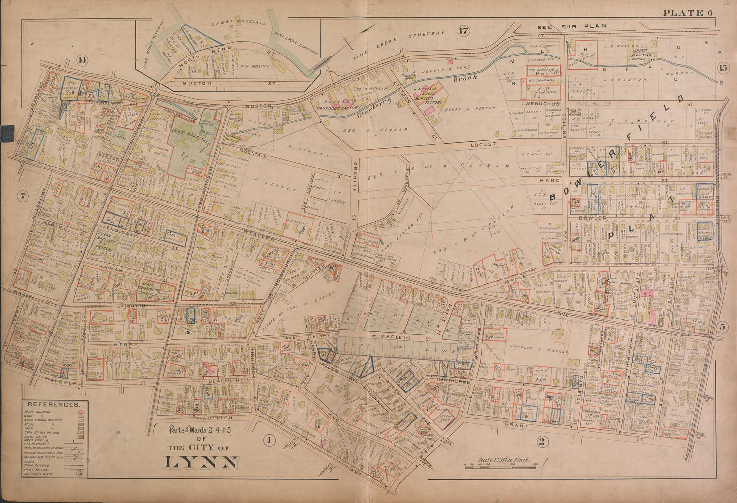 Lynn--Plate 6 from Atlas of the City of Lynn, Massachusetts : Including Also the Towns of Swampscott and Saugus : Based Upon, and Carefully Compiled From, the Best Obtainable Public and Private Sources, Together With … 1897 by Relic Map Company