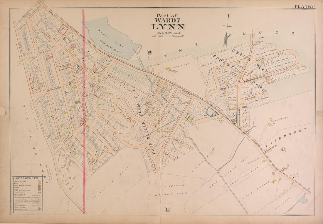 Lynn--Plate 12 from Atlas of the City of Lynn, Massachusetts : Including Also the Towns of Swampscott and Saugus : Based Upon, and Carefully Compiled From, the Best Obtainable Public and Private Sources, Together With … 1897 by Relic Map Company