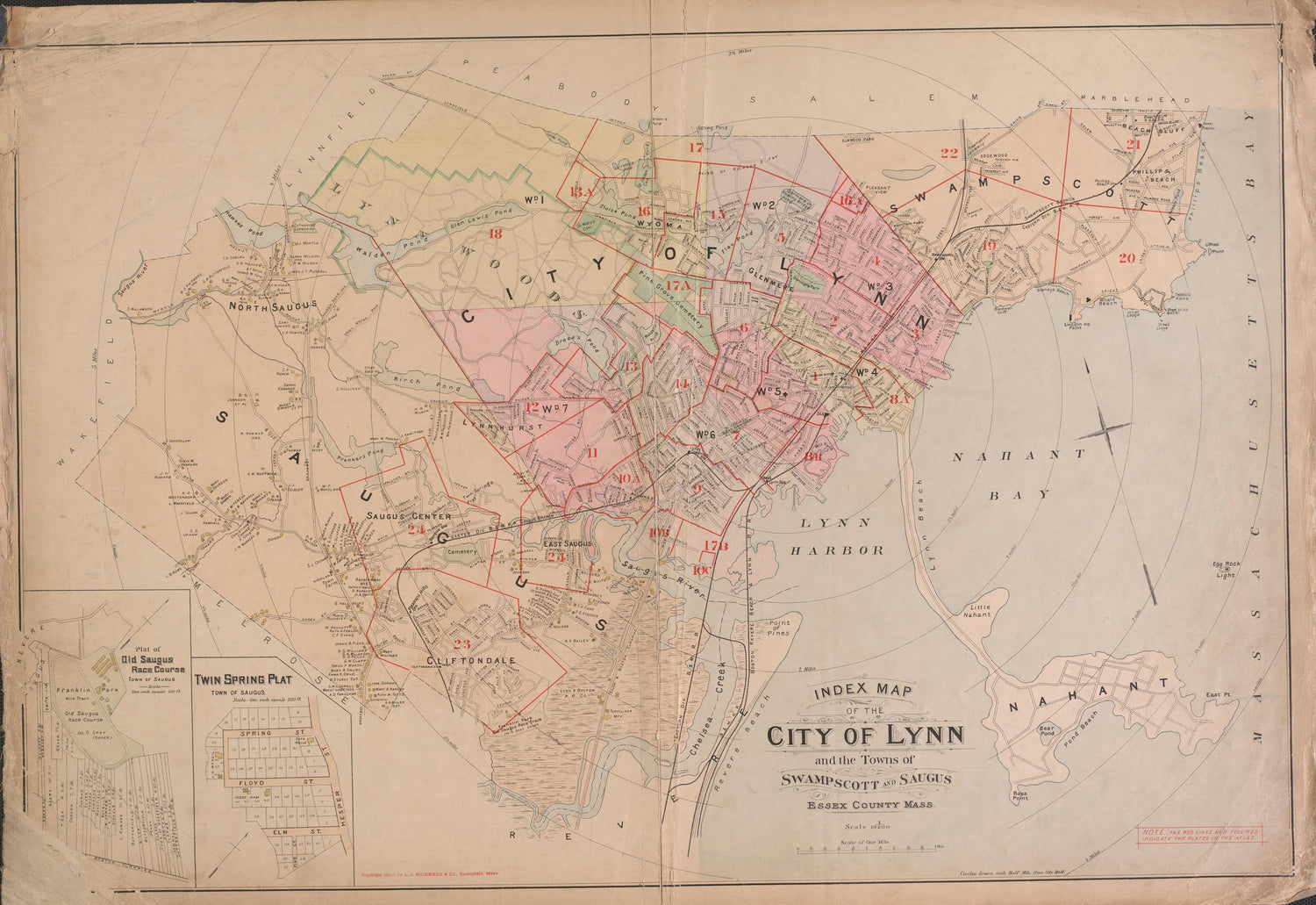 Lynn from Atlas of the City of Lynn, Massachusetts : Including Also the Towns of Swampscott and Saugus : Based Upon, and Carefully Compiled From, the Best Obtainable Public and Private Sources, Together With … 1897 by Relic Map Company