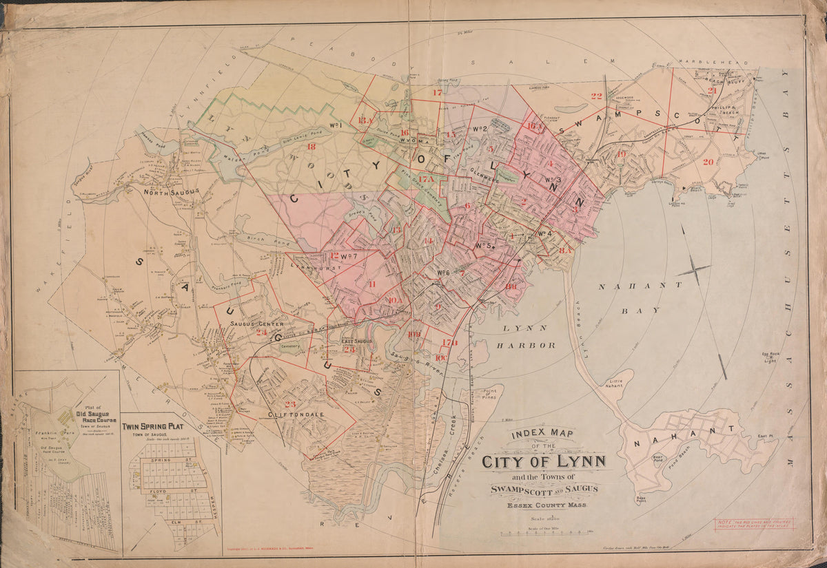 Lynn from Atlas of the City of Lynn, Massachusetts : Including Also the Towns of Swampscott and Saugus : Based Upon, and Carefully Compiled From, the Best Obtainable Public and Private Sources, Together With … 1897 by Relic Map Company