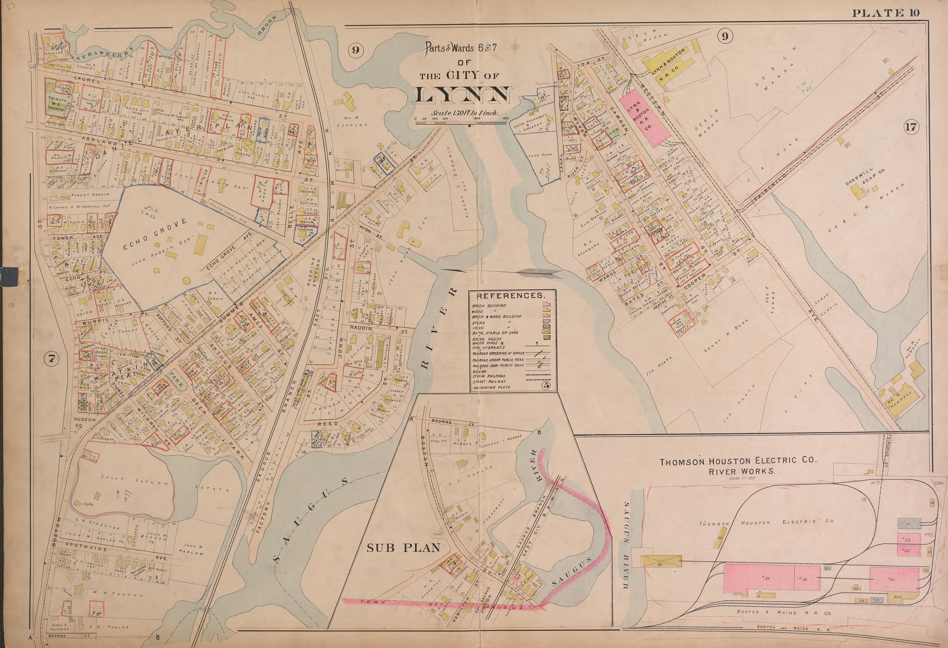 Lynn--Plate 10 from Atlas of the City of Lynn, Massachusetts : Including Also the Towns of Swampscott and Saugus : Based Upon, and Carefully Compiled From, the Best Obtainable Public and Private Sources, Together With … 1897 by Relic Map Company
