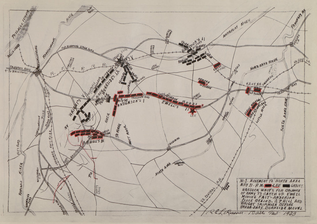 No 2 - Movement to North Anna, May 21 - P.M. from the North Anna and Movement from Spottsylvania sic, May 21-26, 1864 Between Lee, 50,000 and Grant, 100,000 by Relic Map Company