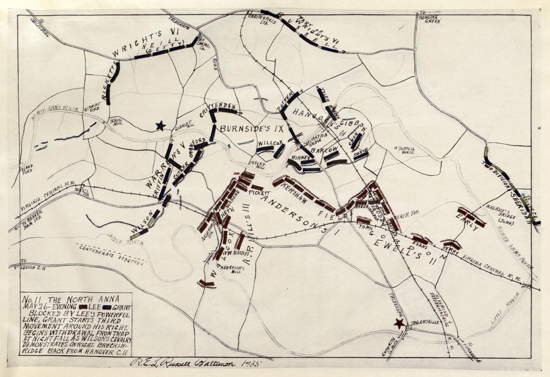 No 11 - the North Anna, May 26 - Evening from the North Anna and Movement from Spottsylvania sic, May 21-26, 1864, Between Lee, 50,000 and Grant, 100,000 by Relic Map Company