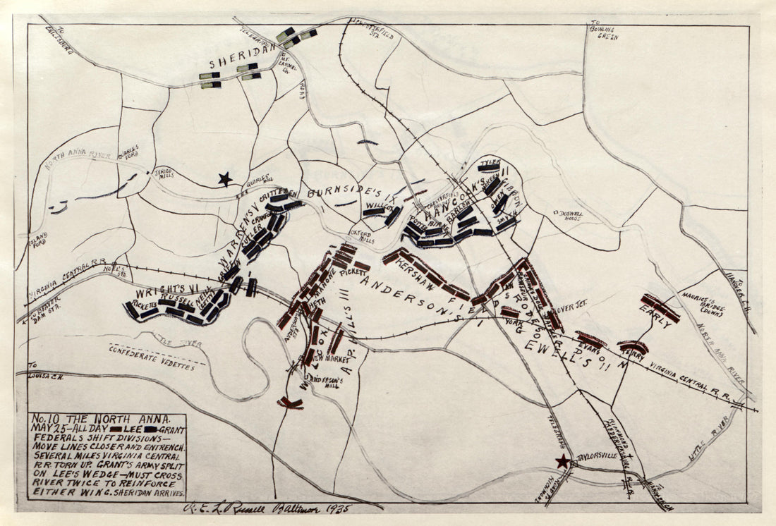 No 10 - the North Anna, May 25 - All Day from the North Anna and Movement from Spottsylvania sic, May 21-26, 1864, Between Lee, 50,000 and Grant, 100,000 by Relic Map Company