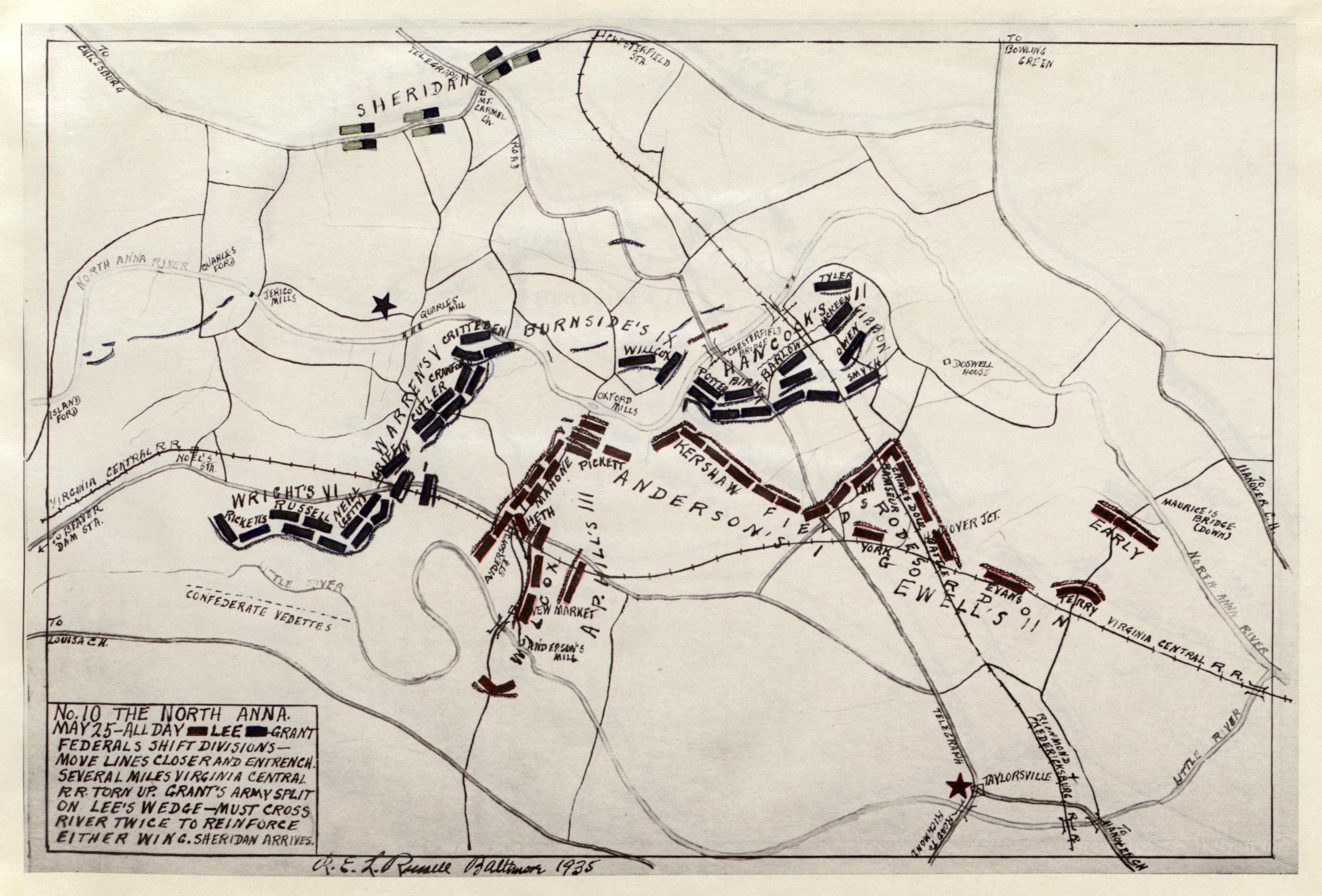 No 10 - the North Anna, May 25 - All Day from the North Anna and Movement from Spottsylvania sic, May 21-26, 1864, Between Lee, 50,000 and Grant, 100,000 by Relic Map Company