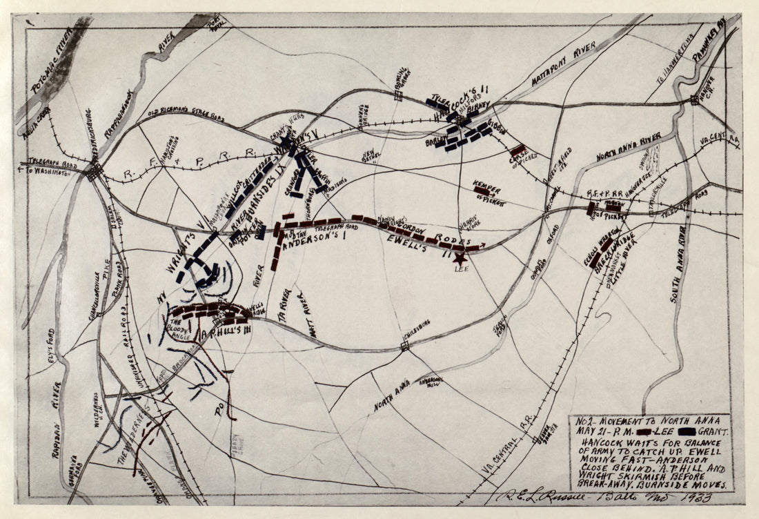 No 2 - Movement to North Anna, May 21 - P.M. from the North Anna and Movement from Spottsylvania sic, May 21-26, 1864, Between Lee, 50,000 and Grant, 100,000 by Relic Map Company