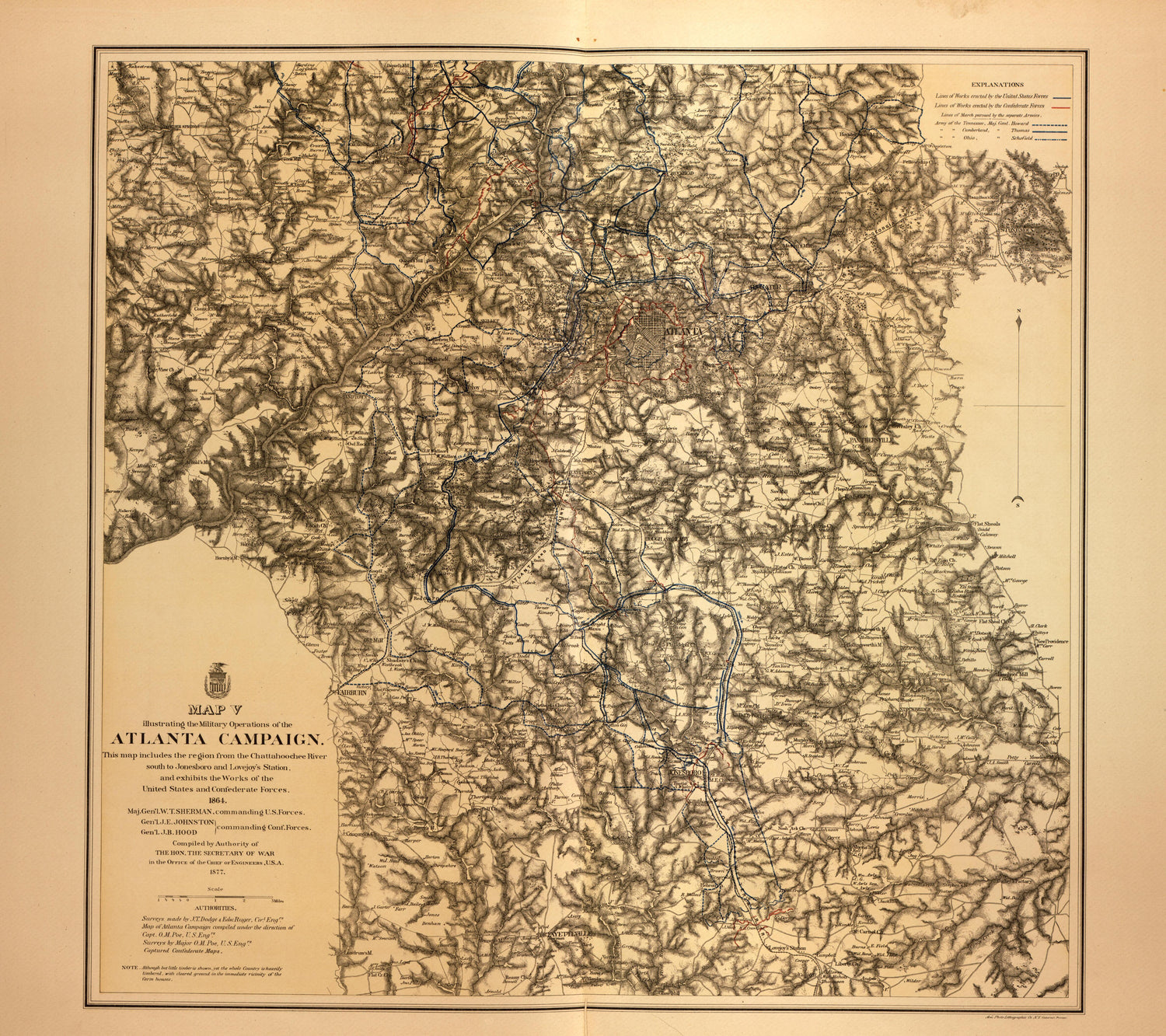 Map of Atlanta Campaign, Chattahoochee River to Jonesboro and Lovejoy&