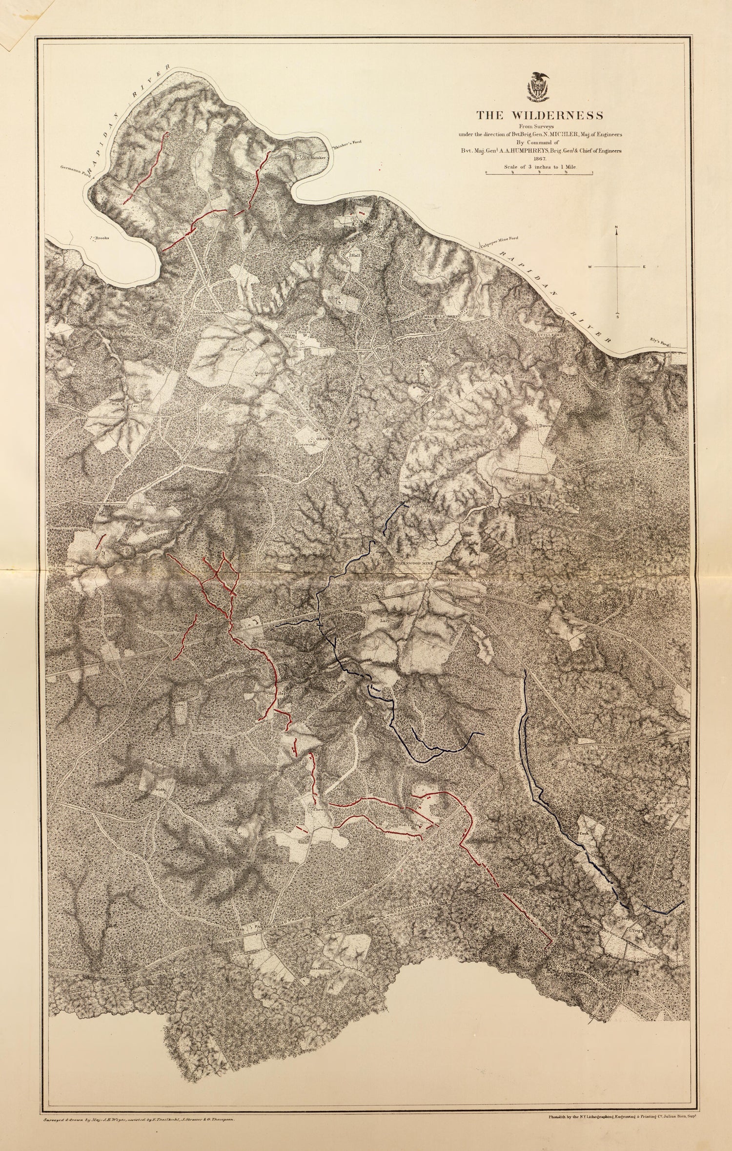 The Wilderness, Va., 1867 from Military Maps of the United States 1883 by Relic Map Company