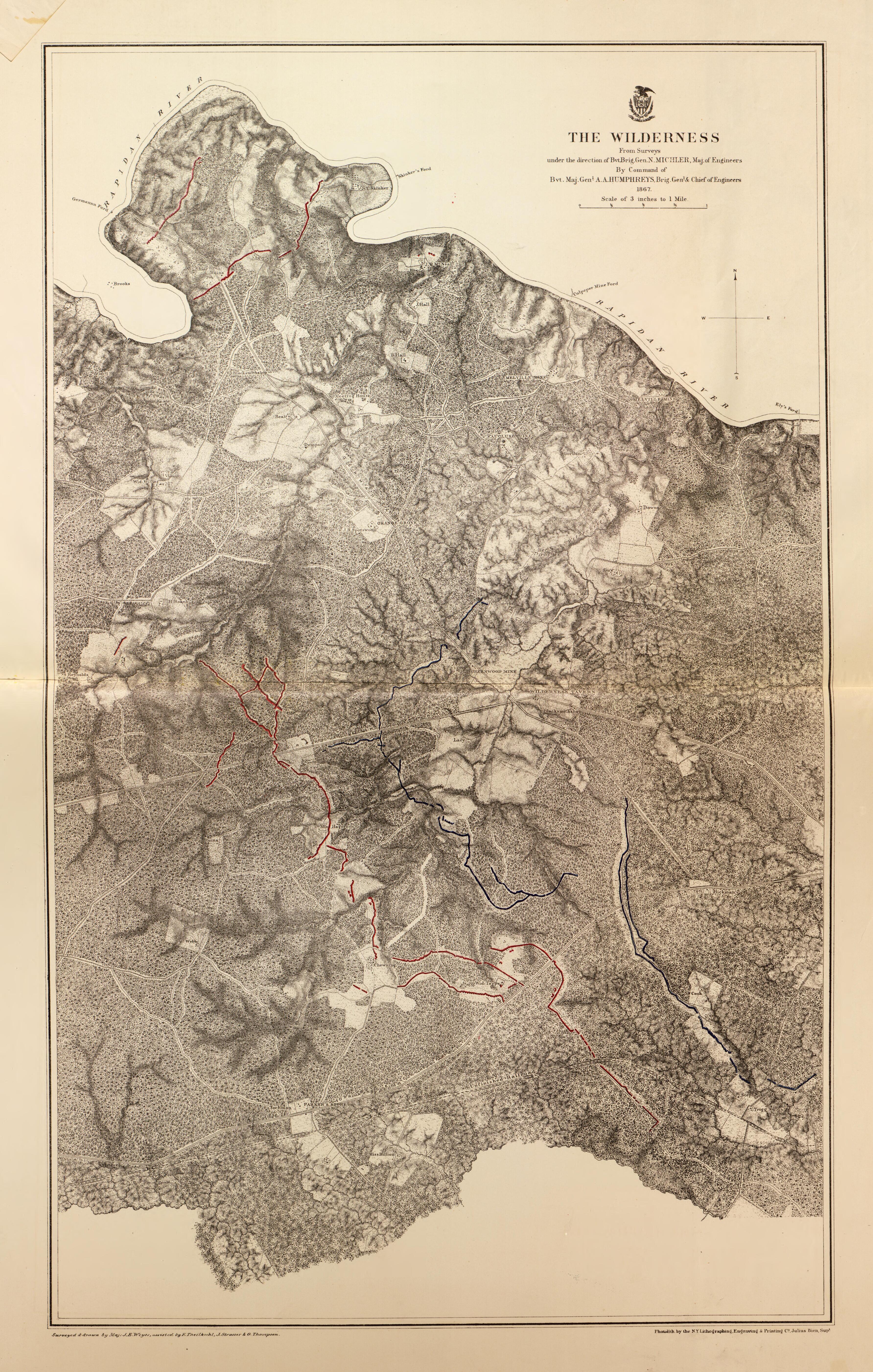 The Wilderness, Va., 1867 from Military Maps of the United States 1883 by Relic Map Company