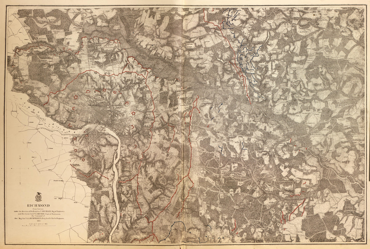Richmond, Va., 1867 from Military Maps of the United States 1883 by Relic Map Company