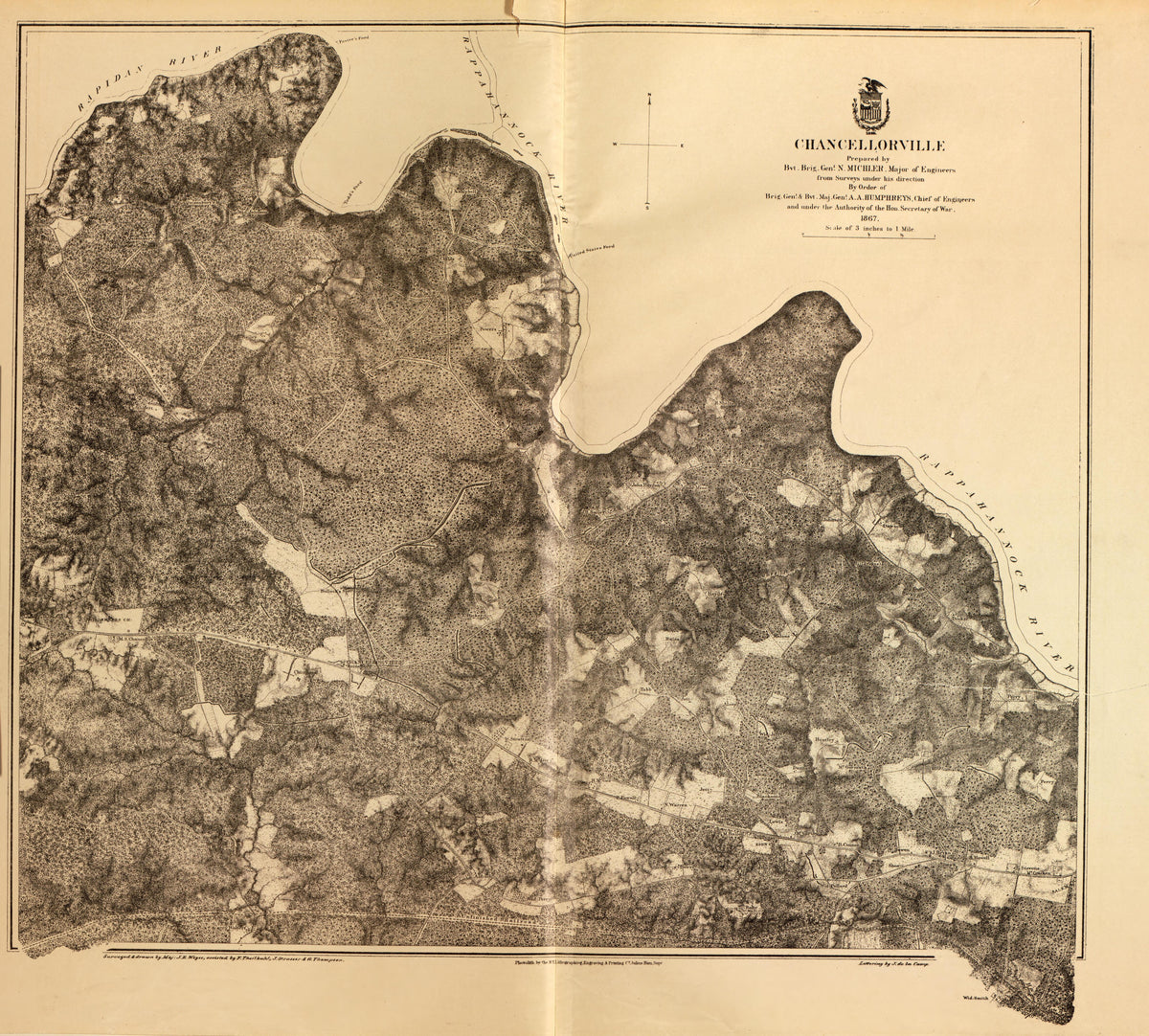 Chancellorsville, Va., 1867 from Military Maps of the United States 1883 by Relic Map Company