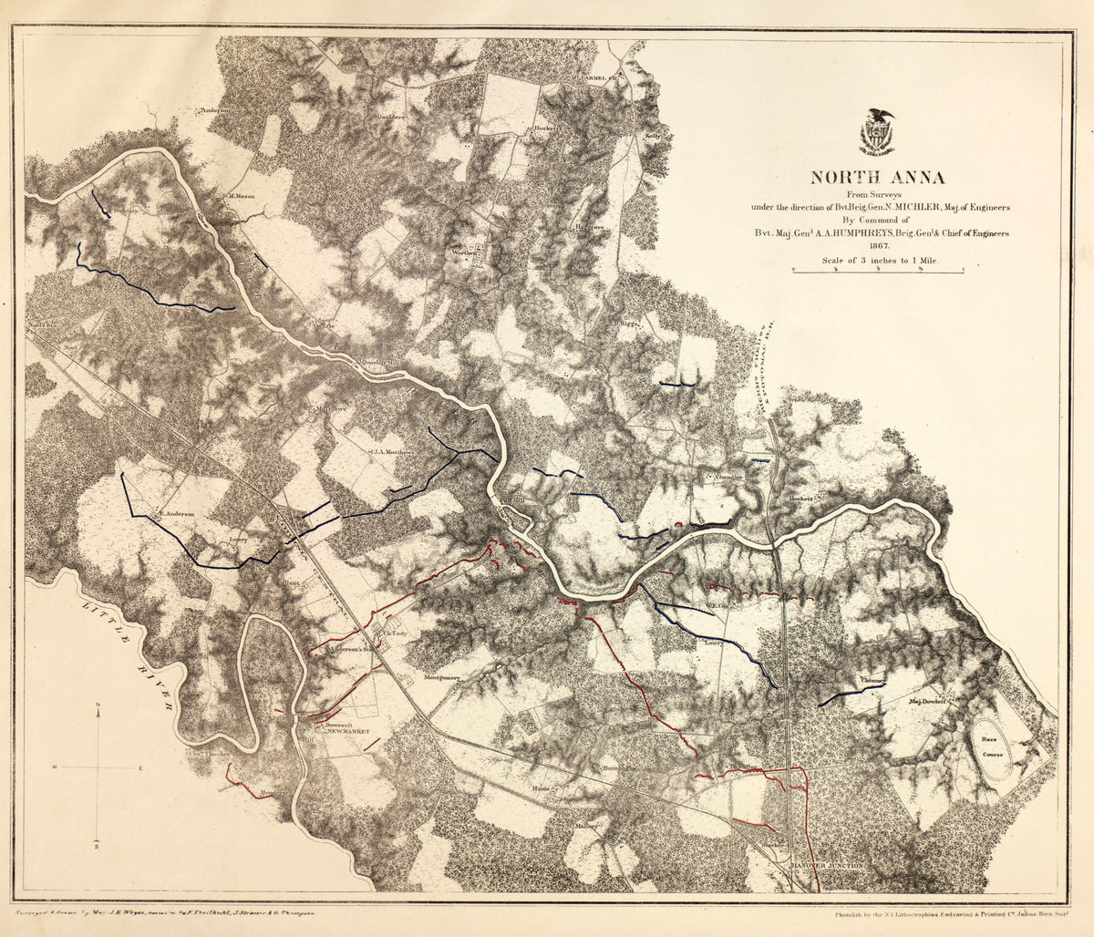 North Anna, Va., 1867 from Military Maps of the United States 1883 by Relic Map Company