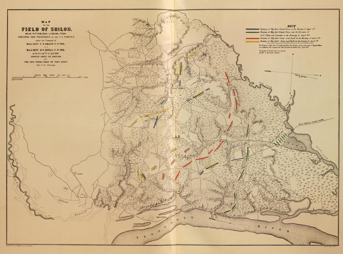 Map of Field of Shiloh, Near Pittsburgh Landing, Tenn., April, 1862 from Military Maps of the United States 1883 by Relic Map Company