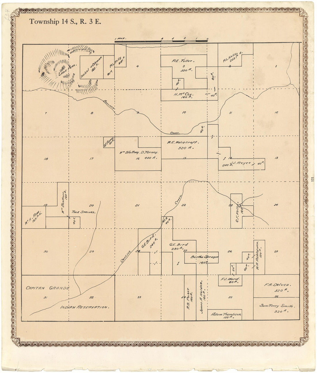 Township 14 S., R. 3 E from Plat Book of San Diego County, California 1912 by Relic Map Company