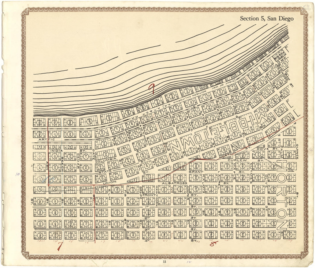 Section 5, San Diego from Plat Book of San Diego County, California 1912 by Relic Map Company