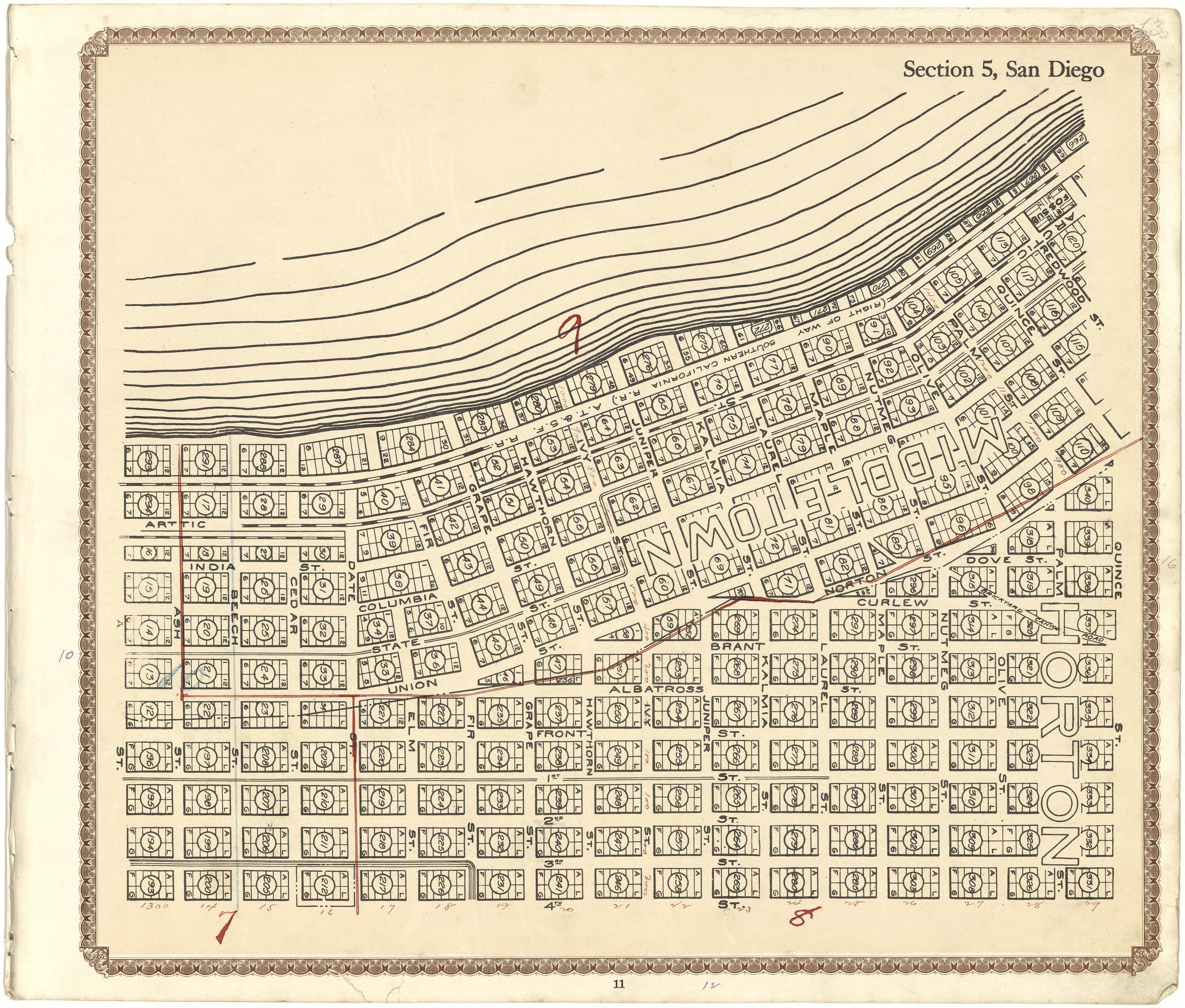 Section 5, San Diego from Plat Book of San Diego County, California 1912 by Relic Map Company