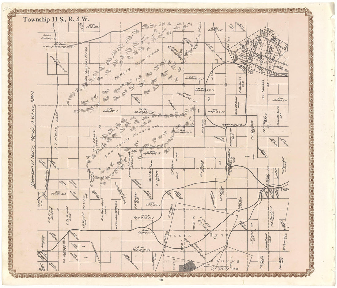 Township 11 S., R. 3 W from Plat Book of San Diego County, California 1912 by Relic Map Company