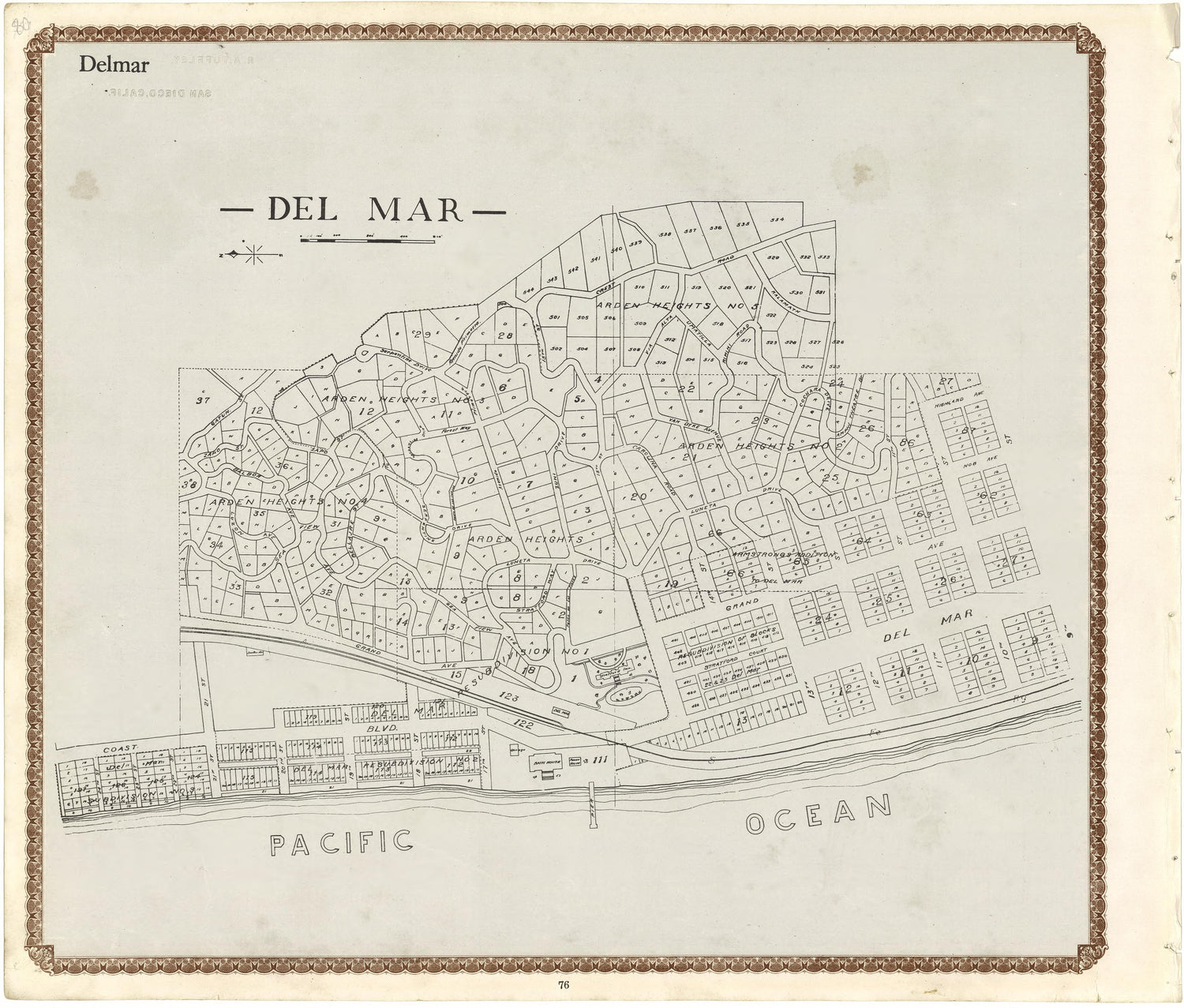 Del Mar from Plat Book of San Diego County, California 1912 by Relic Map Company