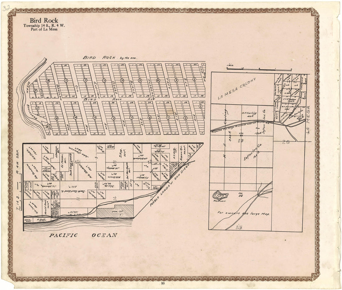 Bird Rock from Plat Book of San Diego County, California 1912 by Relic Map Company