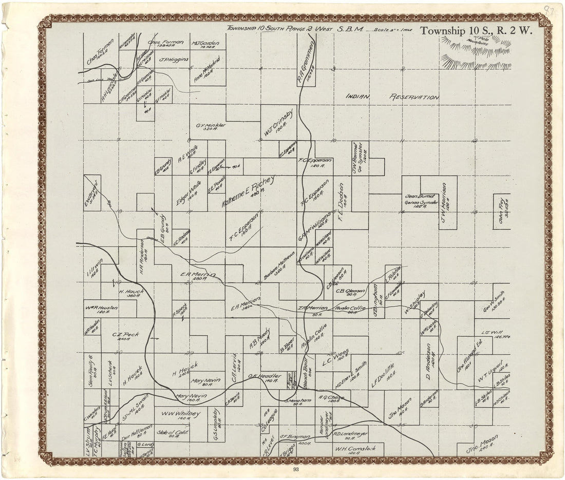 Township 10 S., R. 2 W from Plat Book of San Diego County, California 1912 by Relic Map Company