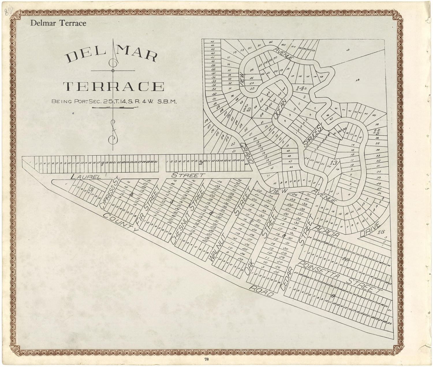 Del Mar Terrace from Plat Book of San Diego County, California 1912 by Relic Map Company