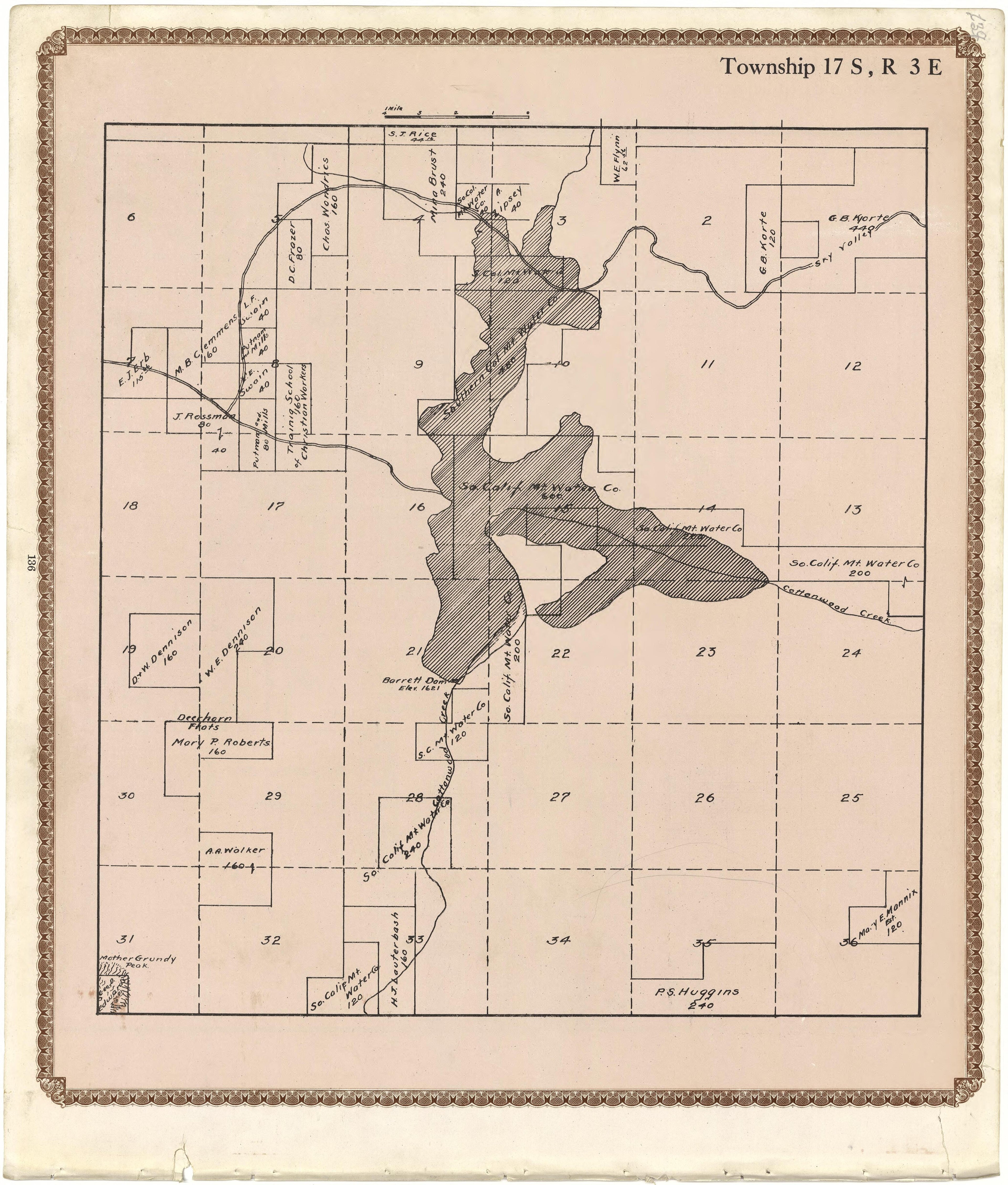 Township 17 S., R. 3 E from Plat Book of San Diego County, California 1912 by Relic Map Company