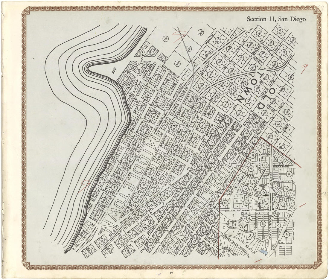 Section 11, San Diego from Plat Book of San Diego County, California 1912 by Relic Map Company