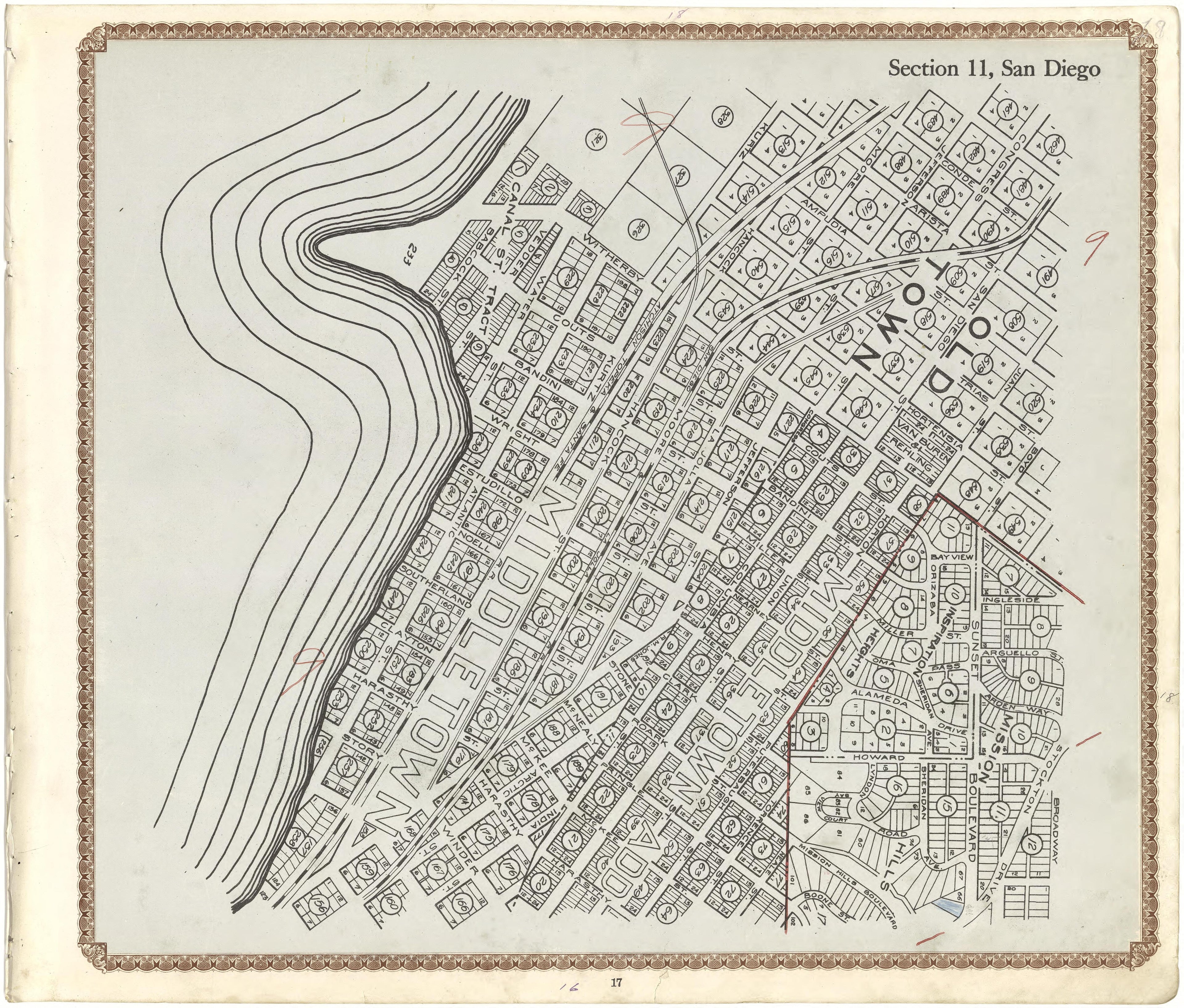 Section 11, San Diego from Plat Book of San Diego County, California 1912 by Relic Map Company