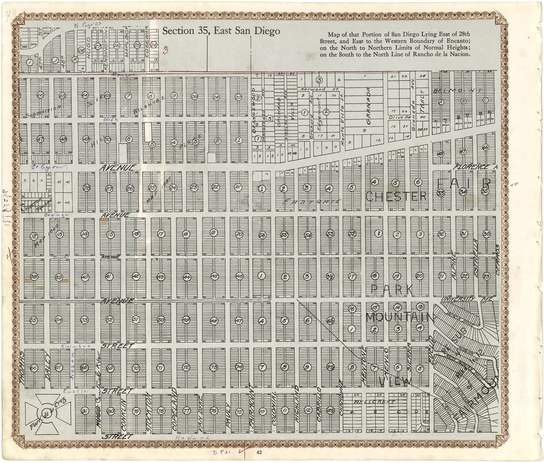 Section 35, East San Diego from Plat Book of San Diego County, California 1912 by Relic Map Company