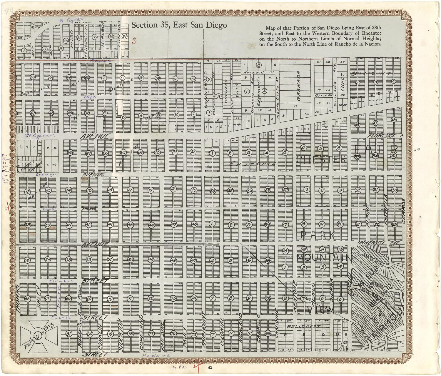 Section 35, East San Diego from Plat Book of San Diego County, California 1912 by Relic Map Company